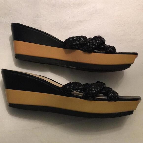 Nine West black wedge slide on sandal shoe 7.5 - Picture 3 of 8